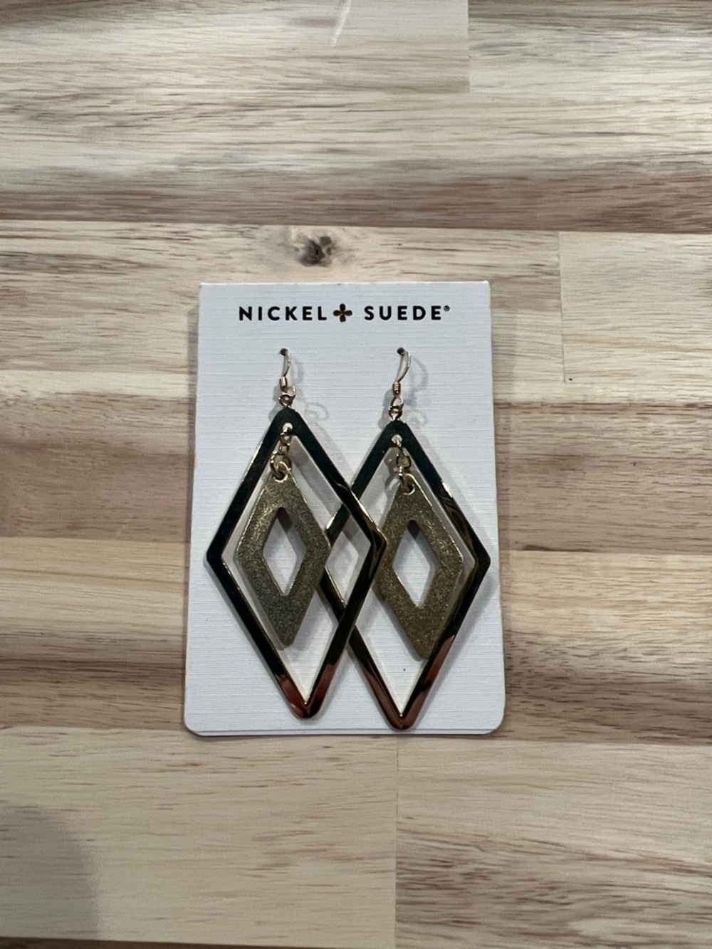 Nickel + Suede Gold and Black Geometric Drop Earrings